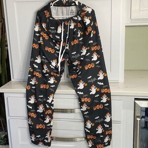 Halloween Ghost Men’s Pajama Bottoms - Black and Orange